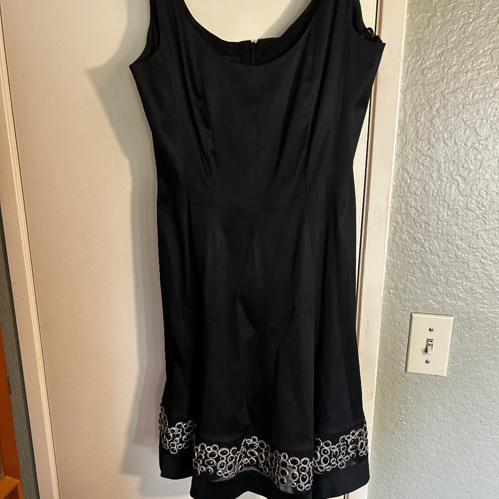 EUC Med. Black Dress with Beautiful Black Jewels.